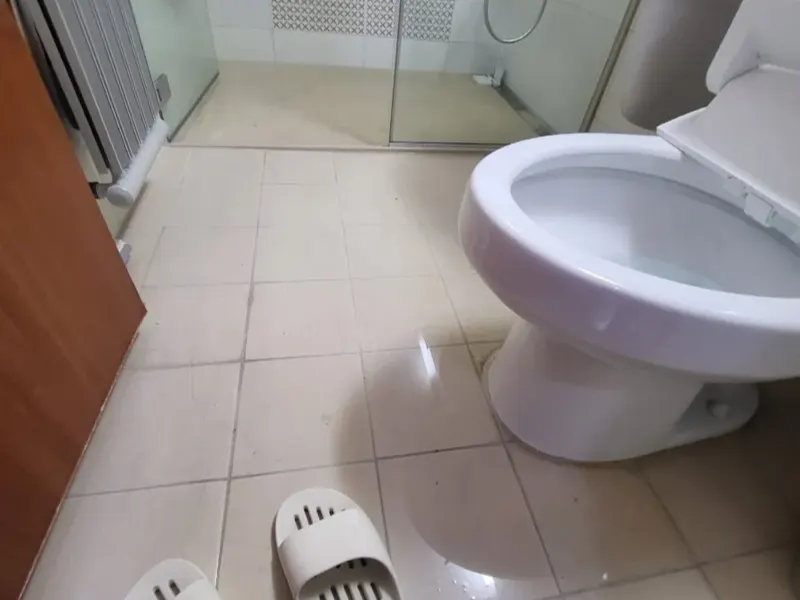 밀양 물이 넘쳐 젖은 화장실 바닥